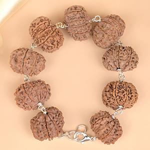 13 Mukhi Nepali Rudraksha 925 Silver Wire Bracelet