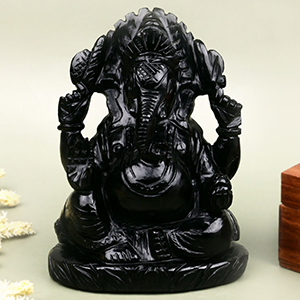 Obsidian Ganesha Idol - 915 gms