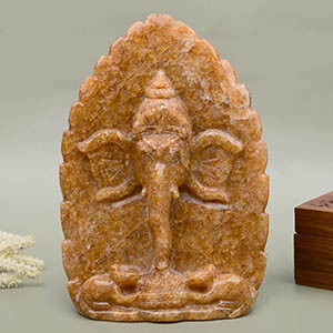 Orange Jade Ganesha Face - 1.214 kgs