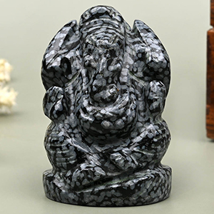 Snowflakes Obsidian Ganesha Idol - 61 gms