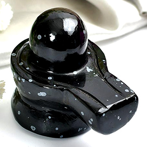 Snowflakes Obsidian Shivling 64 gms