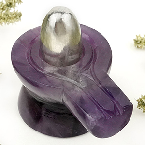 Parad Lingam in Amethyst Yoni Base Jalhari - 296 gms