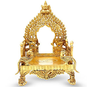 Brass Peacock Singhasan With Prabhavali Arch