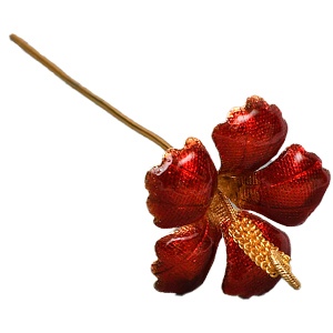 Red Jaswanti (Hibiscus) in Pure Silver