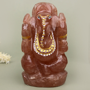 Ganesha in Red Aventurine Idol - 76 gms