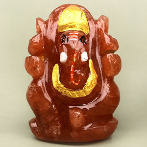 Ganesha in Red Aventurine Idol - 43 gms