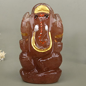 Ganesha in Red Aventurine Idol - 55 gms