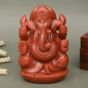 Ganesha in Red Aventurine Idol - 558 gms