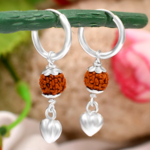 Rudraksha Earrings with Heart locket