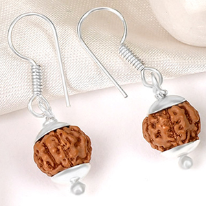 Earrings of Semi chikna Rudraksha Beads (Design II)
