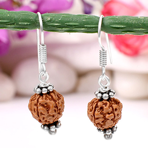 Earrings of Semi chikna Rudraksha Beads (Design III)