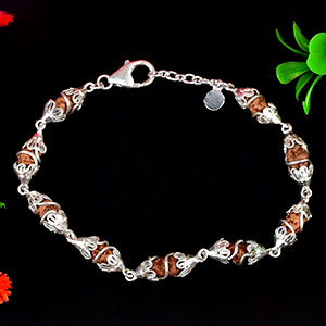 1 Mukhi Shiv Rudraksha Bracelet - Designer Silver Capping