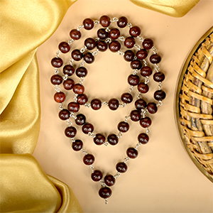 Red Sandalwood 925 Silver Wire Mala