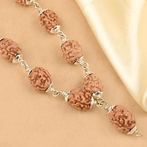 3 Mukhi Rudraksha Silver Flower Caps Mala