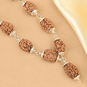 3 Mukhi Rudraksha Silver Plain Caps Mala