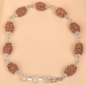 3 Mukhi Rudraksha Silver Plain Caps Bracelet