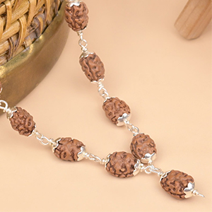 2 Mukhi Rudraksha Silver Flower Caps Mala