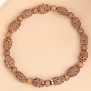 2 Mukhi Rudraksha & White Sandalwood Bracelet