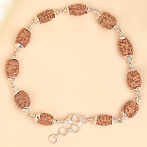 2 Mukhi Rudraksha Silver Flower Caps Bracelet