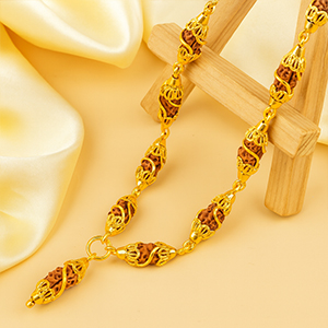1 Mukhi Rudraksha 22K Gold Designer Caps Mala