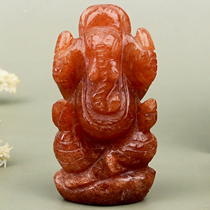 Red Jade Ganesha Idol - 61 gms