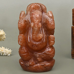 Red Jade Ganesha Idol - 83 gms