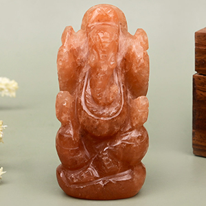 Red Jade Ganesha Idol - 93 gms