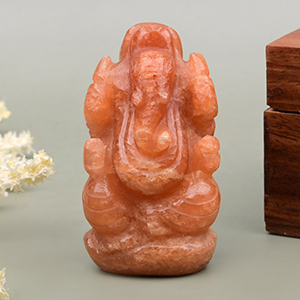 Red Jade Ganesha Idol - 78 gms