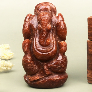 Red Jade Ganesha Idol - 79 gms