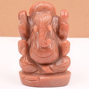 Red Jade Ganesha Idol - 169 gms