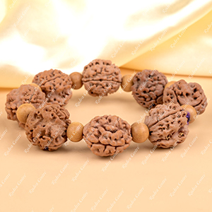 3 Mukhi Nepali Rudraksha x White Sandal Bracelet