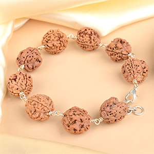 3 Mukhi Nepal Rudraksha 925 Silver Wire Bracelet