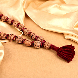 3 Mukhi Nepal Rudraksha x Woolen & Wooden Spacer Mala