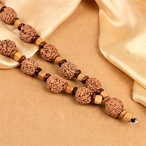 3 Mukhi Nepal Rudraksha x Wooden Spacer Mala