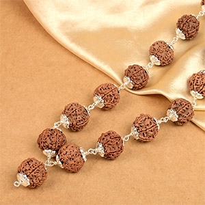 7 Mukhi Nepali Rudraksha 925 Silver Star Caps Kantha Mala