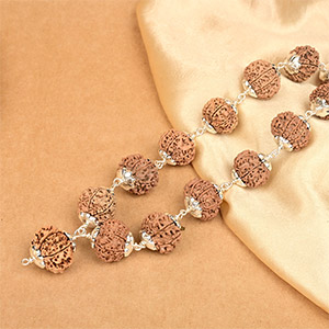 10 Mukhi Nepali Rudraksha 925 Silver Star Caps Kantha