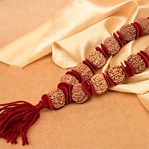 9 Mukhi Nepali Rudraksha Woolen Spacers Kantha Mala