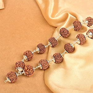 9 Mukhi Nepali Rudraksha 925 Silver Plain Caps Kantha