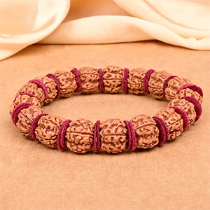 Premium 5 Mukhi Rudraksha Woolen Spacers Bracelet