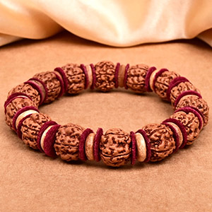 Premium 5 Mukhi Rudraksha Wooden Spacers Bracelet
