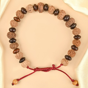 12 Mukhi x Red Sandalwood Elliptical Adjustable Bracelet