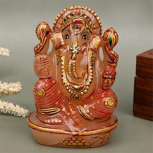 Exotic Rose Quartz Ganesha Idol - 432 gms