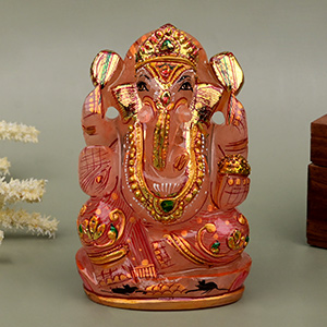 Exotic Rose Quartz Ganesha Idol - 401 gms