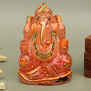 Exotic Rose Quartz Ganesha Idol - 452 gms