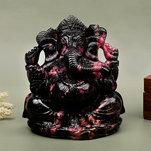 Rhodolite Ganesha Idol