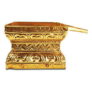 Floral Square Abhishek Patra in Brass