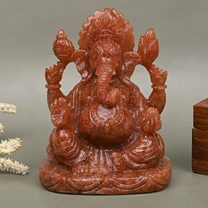Natural Sunstone Ganesha Idol - 847 gms