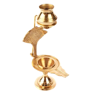 Brass Yoni base for shivling with Abhishek pot