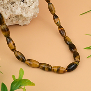 Tiger Eye Lingam Shape Mala Necklace