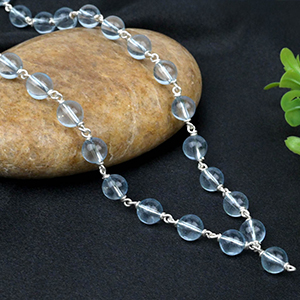Buy Natural Blue Topaz 925 Silver Wire Mala from Rudra Centre (Rudraksha Ratna) at reasonable prices.